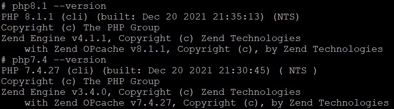 Multiple PHP versions