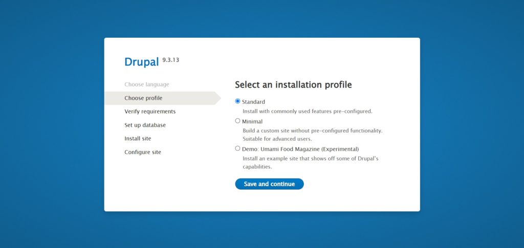 Select an installation profile