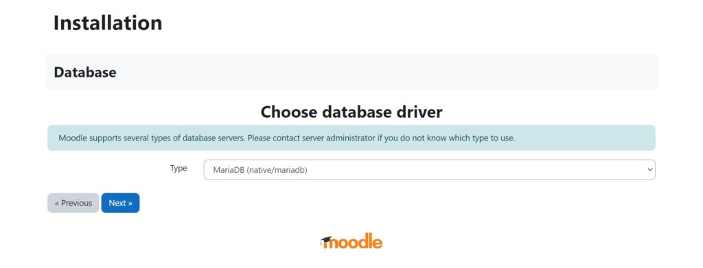 Moodle Chose Database Driver
