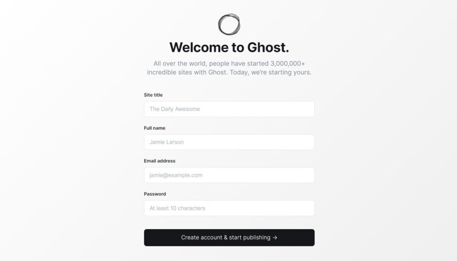 Ghost Welcome Page