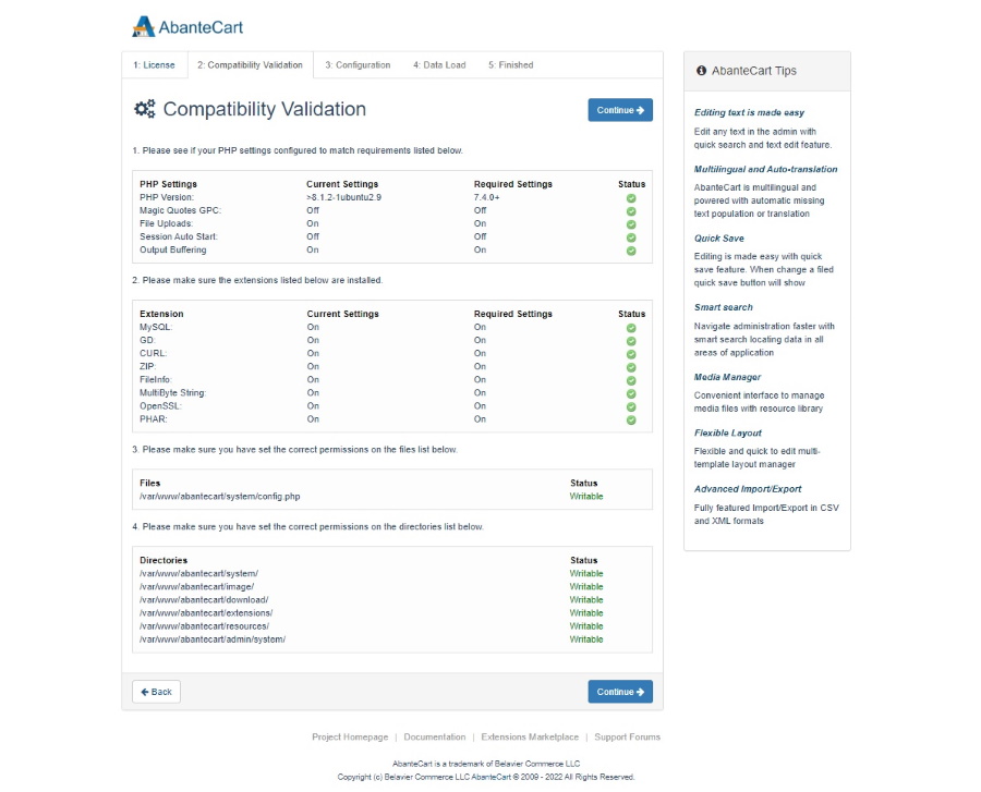 AbanteCart Compatibility Validation