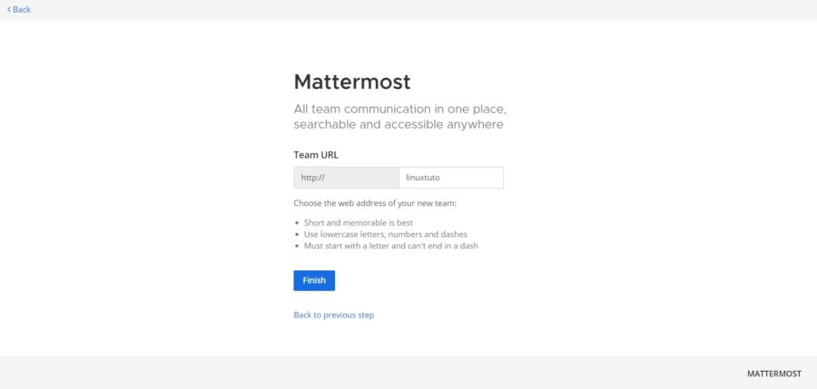Mattermost Team URL