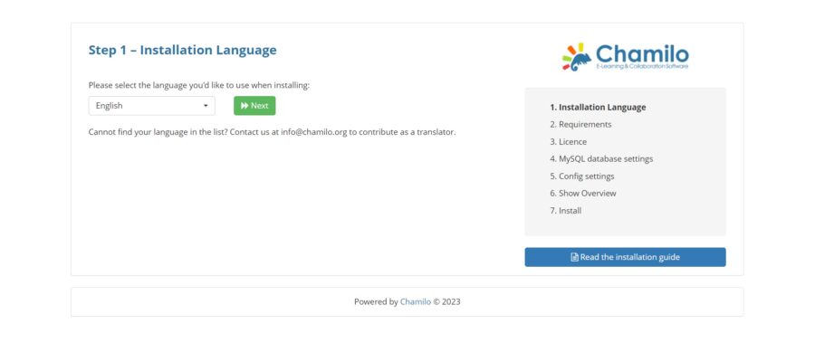 Chamilo Installation Language