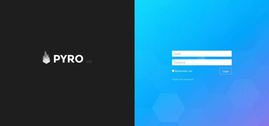 PyroCMS login page