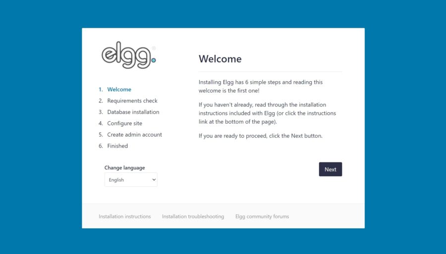 Elgg Welcome Page
