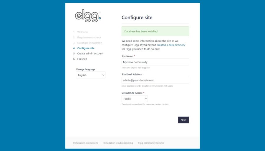 Configure site