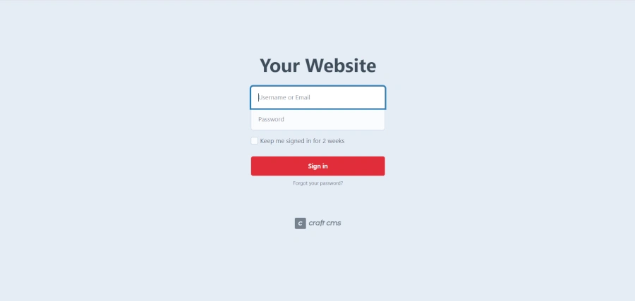 Craft CMS login page