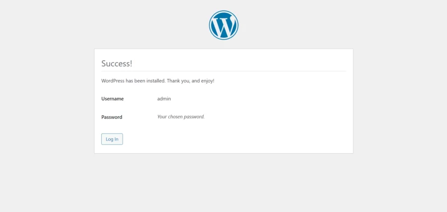 WordPress success installation