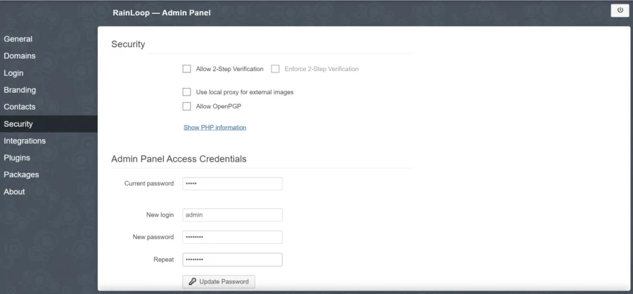 Admin Panel Access Credentials