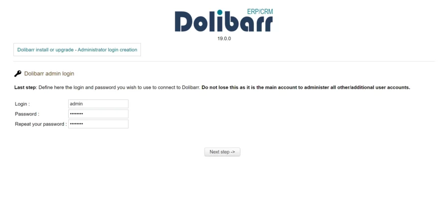 Dolibarr Administrator Setup