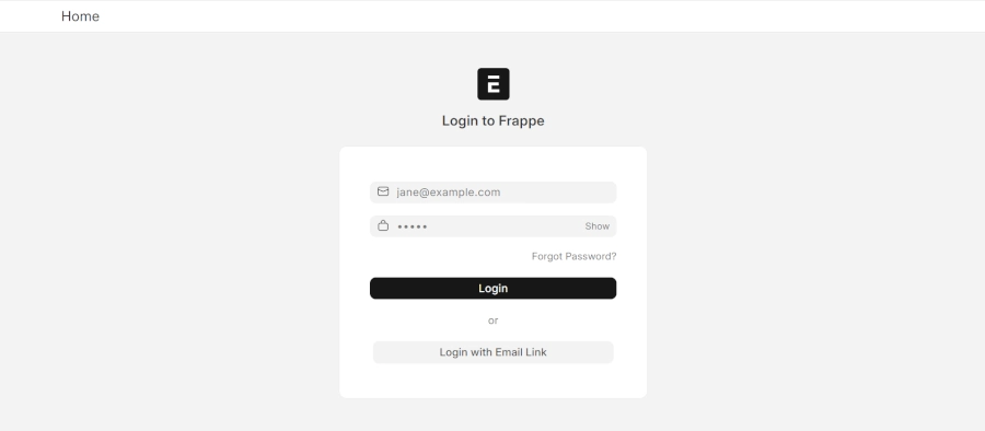 ERPNext login page